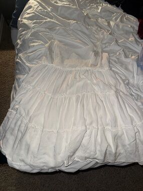 Amazon White Tiered Swiss Dot Spaghetti Strap Dress